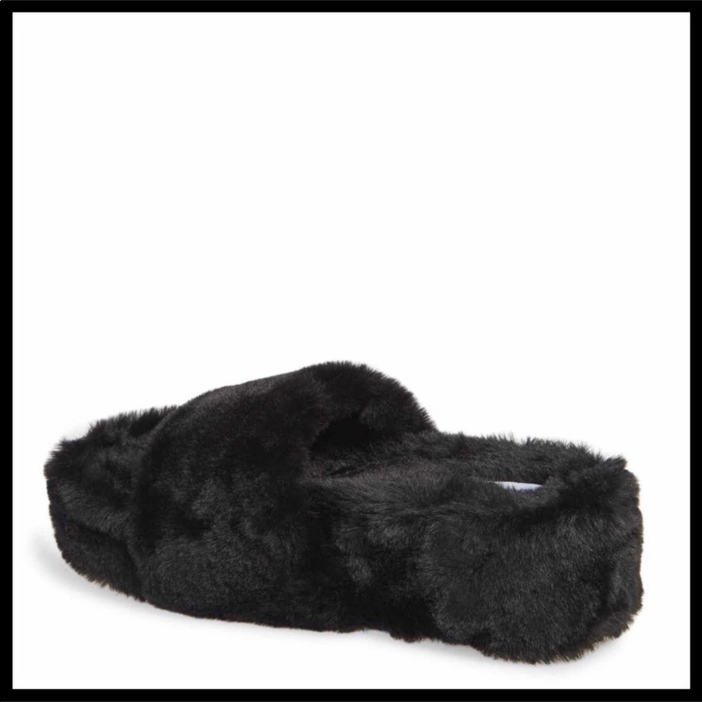 STEVE MADDEN FURRY SLIDES PLATFORM SANDALS - Picture 2 of 8